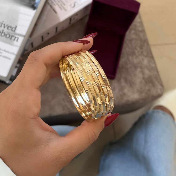 النگو ۳ میل طلاروس بافتدار براق – پک ۶تایی زنانه (کد ۷۸۰)