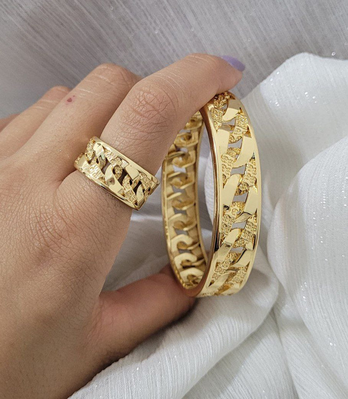 ست دستبند، انگشتر طرح طلای زنانه