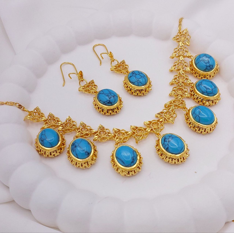 نیمست زنانه فیروزهای طرح طلا