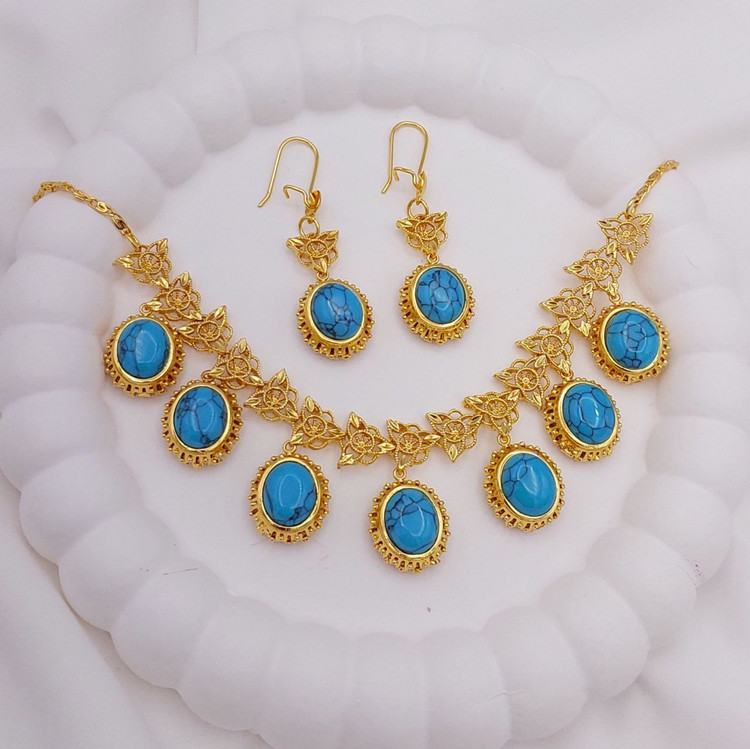 نیمست زنانه فیروزهای طرح طلا