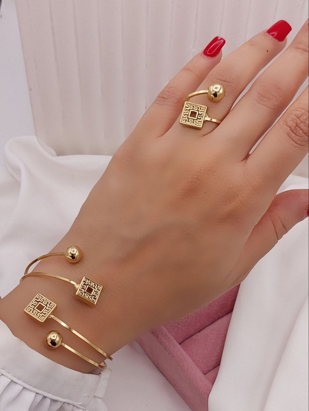 ست دستبند و انگشتر طرح یونانی