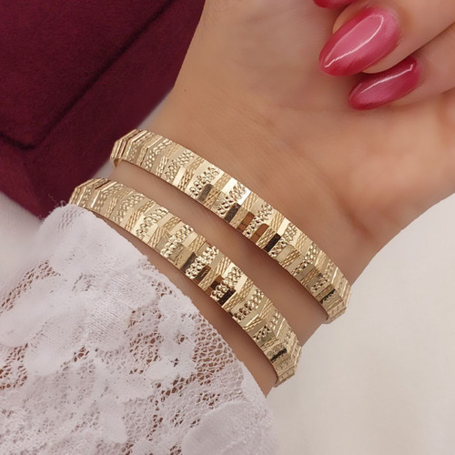 النگو طلا روس 8 میل طرح تراش (پک 2 تایی)