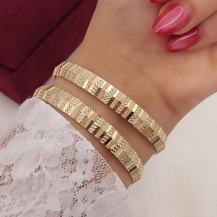 النگو طلا روس 8 میل طرح تراش (پک 2 تایی)