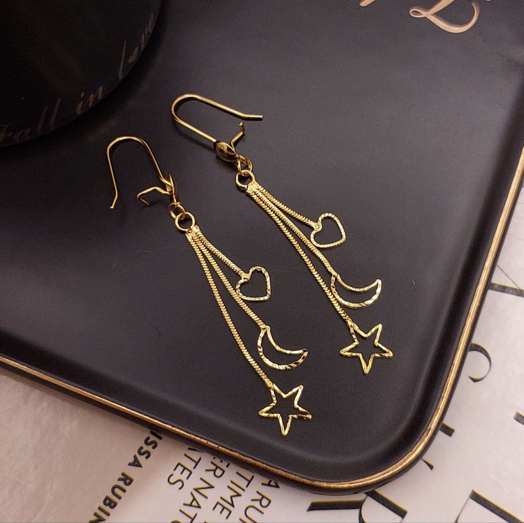 گوشواره آویز مجلسی برند CityGold (طرحهای ستاره، سکه و قلب)