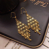 گوشواره آویز سیتی گلد طرح توری و اسلیمی (ملیلهکاری)