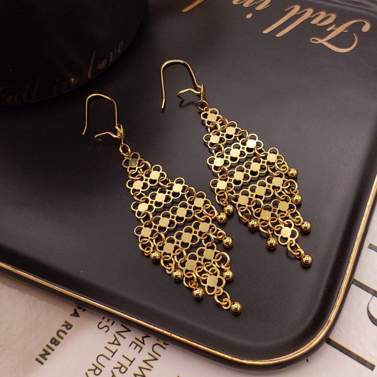 گوشواره آویز سیتی گلد طرح توری و اسلیمی (ملیلهکاری)