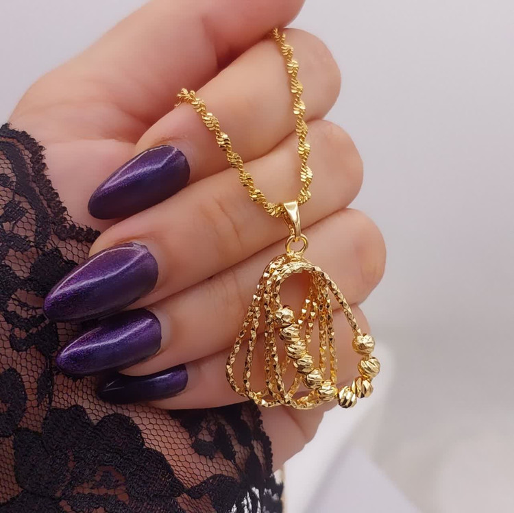 نیمست طلا روس با زنجیر ۴۵ سانت دیسکو