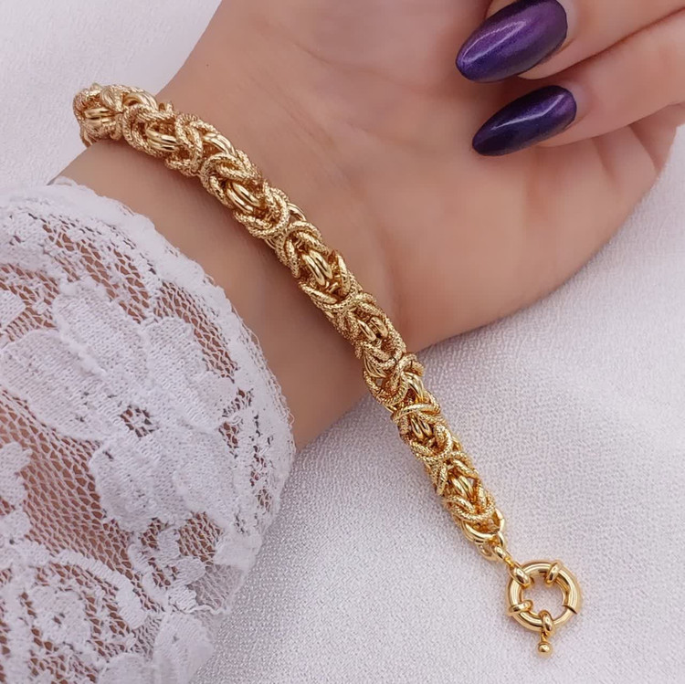 دستبند زنانه حلقهای طرح طلا حلقههای حلقههای بافتدار