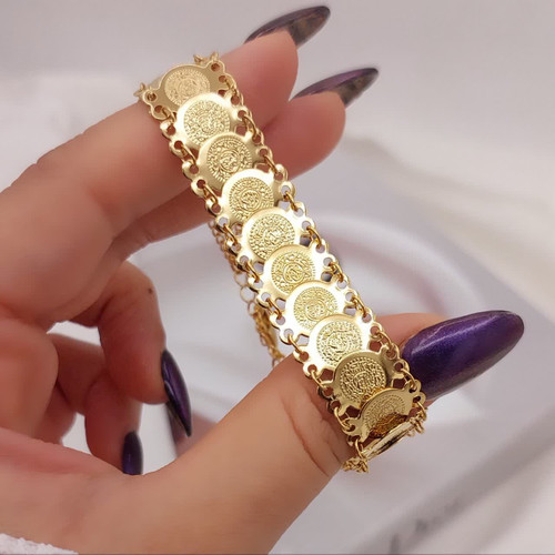 دستبند زنانه طرح طلا سکه دار