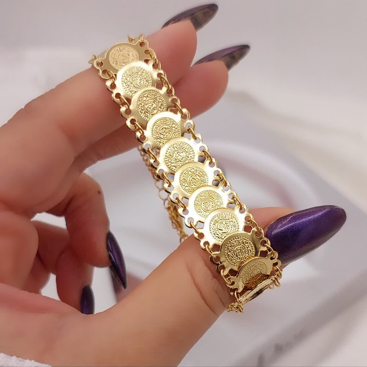 دستبند زنانه طرح طلا سکه دار