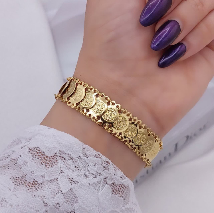 دستبند زنانه طرح طلا سکه دار