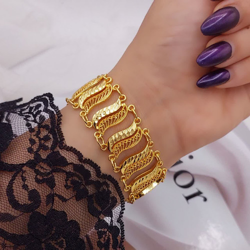 دستبند زنانه طرح طلا جدید مدل موجی