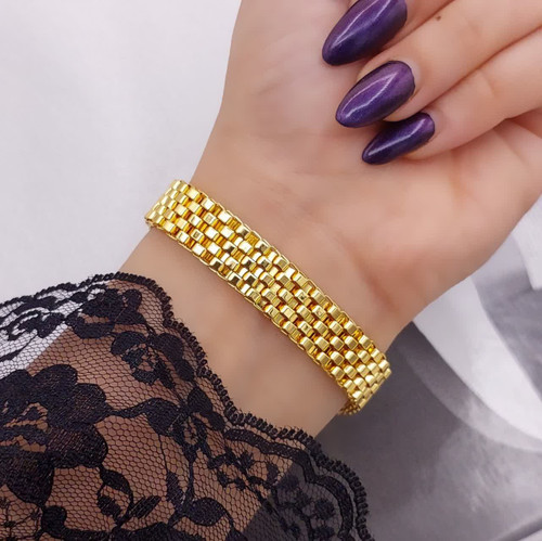 دستبند زنانه طرح طلا جدید CityGold بافت مربعی