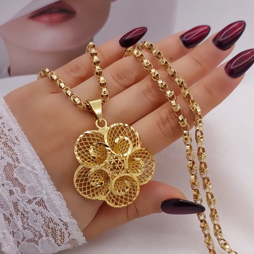 گردنبند زنانه طرح طلا گل CityGold رنگ ثابت