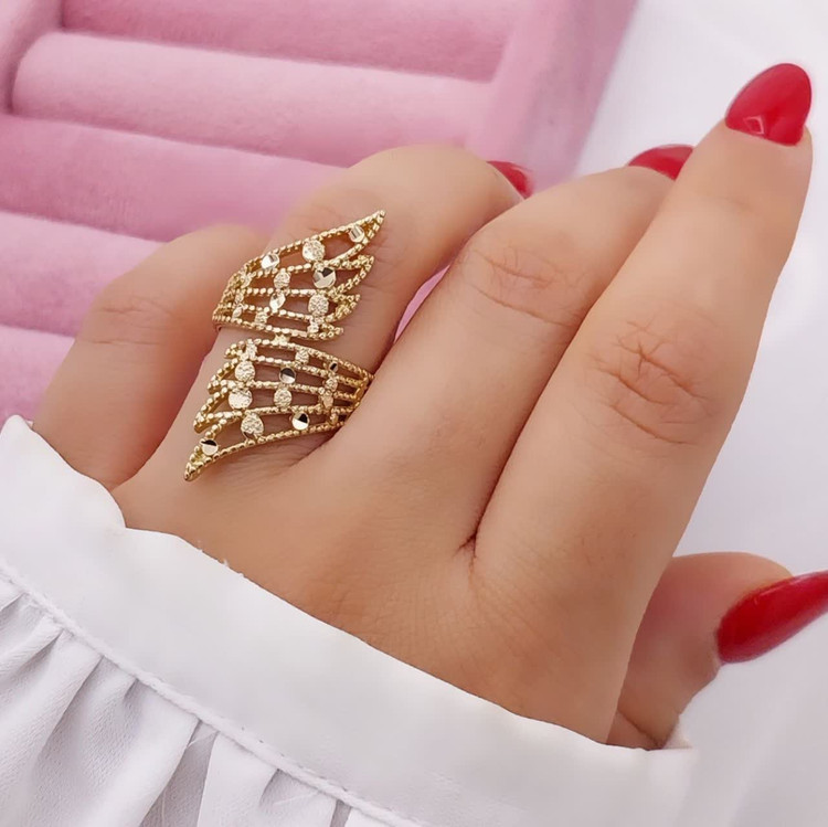 انگشتر زنانه طلاروس مشبک نگیندار