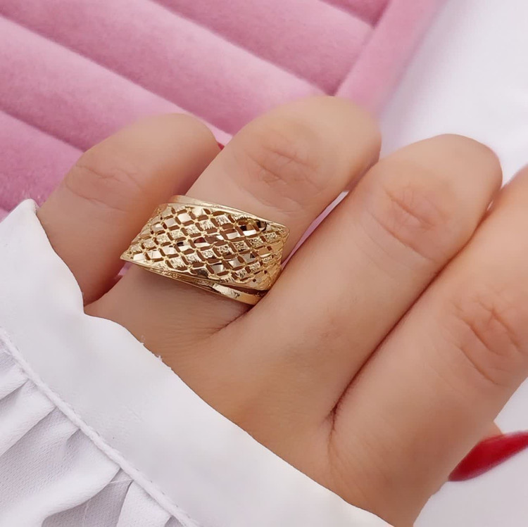 انگشتر زنانه طلاروس مشبک پولکی