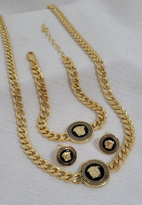 سرویس طرح طلای ورساچه زنجیر پهن طلایی براق